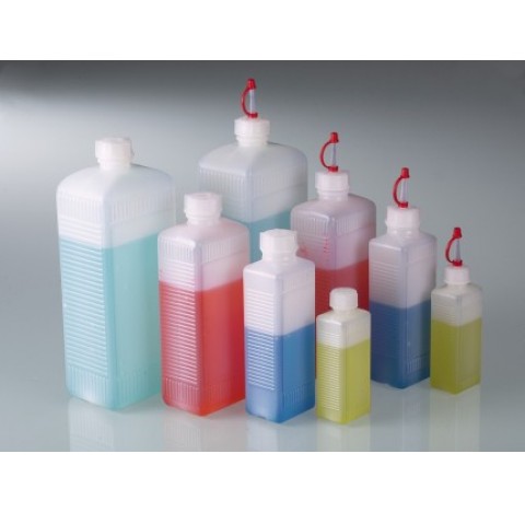 Flacon carre avec bouchon filete, contenance : 250 ml, L x l : 51 x 43, hauteur avec bouchon 160 mm,