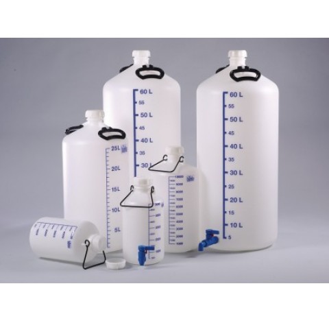 Bouteille de decantation 60 litres diametre 346 mm hauteur sans bouchon 830 mm 2 poignees de transpo