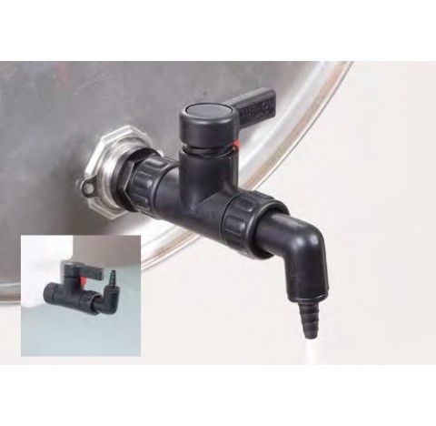 Robinet en PA conducteur et PTFE filetage 3/4 femelle avec bec coude diametre 6-8 mm