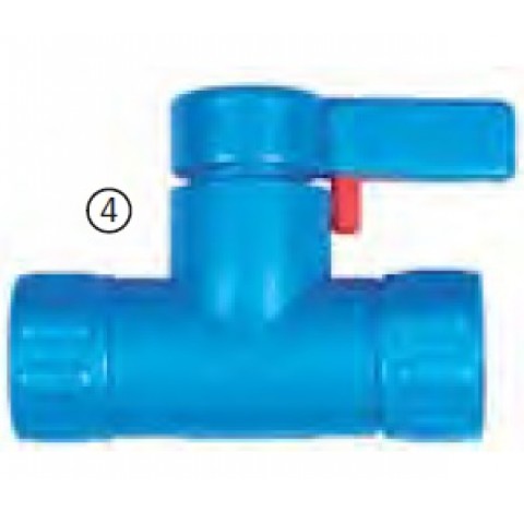 Robinet en PP , PE et PTFE 2 filetages R3/4 femelle resistant a 2 bars de pression a 20 degre, ecrou