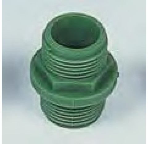 Adaptateur filete Laboplast filetages male 3/4 filetage de fut conique R3/4 couleur vert en polyprop