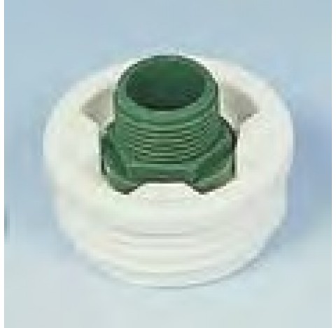 Adaptateur filete Laboplast filetages male 3/4 filet a pas grossier ,Tri-sure 2 couleur vert/blanc e