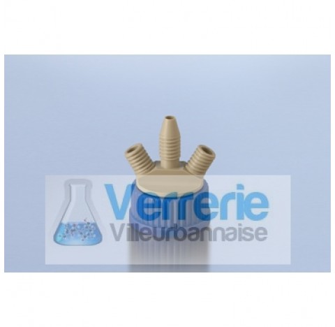 Capuchon a visser de recharge pour GL 45 reacteur avec agitateur, PP bleu/gris . Duran Schott
