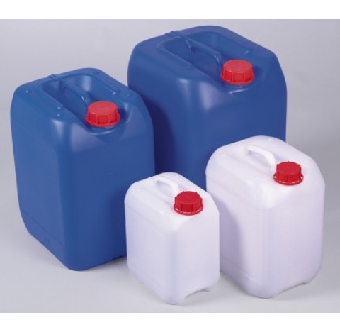 Bidon bleu 20 litres HDPE dimensions 290x246 mm hauteur 385 mm , 950 g diametre interne du col 48,5 