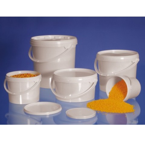 Seau 5 litres diametre haut 225 mm hauteur avec couvercle 194 mm en polypropylene avec anse de trans