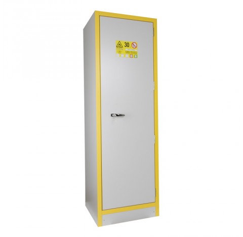 Armoire 90 litresmultirisques, une porte, a Etageres et a bacs de retention en acier,3 compartiments