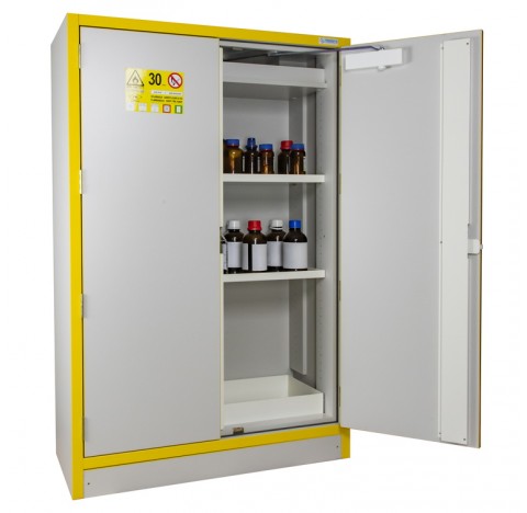 Armoire 170 litres equipee a 2 portes ,2 Etageres et un bac de retention en acier, armoire de securi