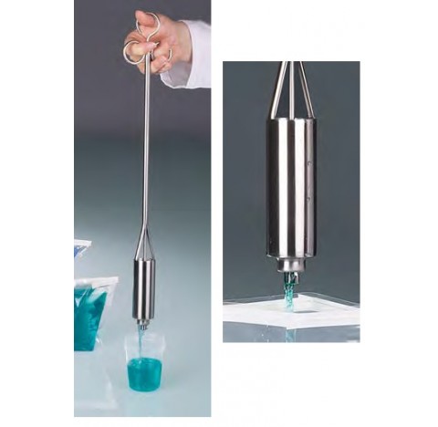 Preleveur de liquide 100 ml longueur totale 540 mm diametre de recipient 32 mm en inox V4A avec ouve