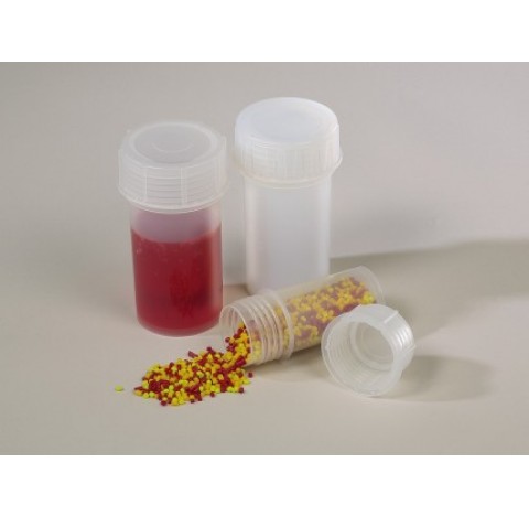 Pots d'echantillonnage, ronds, materiauPP, contenance 60 ml, diametre interieur 35 mm, diametre exte