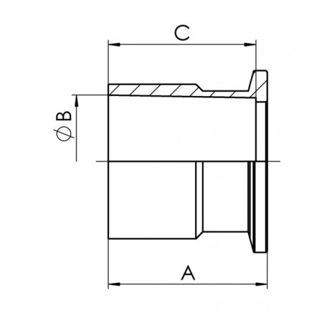 Petite bride avec rodage femelle, acier inoxydable, KF DN 40, NS 29/32