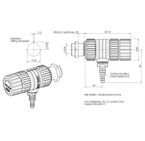 VACUU LAN module de regulation manuelle VCL 01 avec piece de raccordement A2, M35, se composant de A