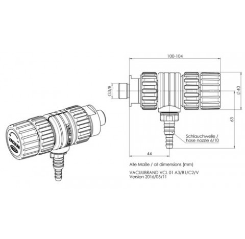 VACUU LAN module de regulation manuelle VCL 01 avec piece de raccordement A3, M35, se composant de A