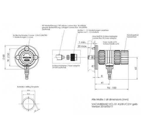 VACUU LAN VCL 01 module de regulation manuelle VCL 01 avec piece de raccordement A5, M35 x 1,5, vann