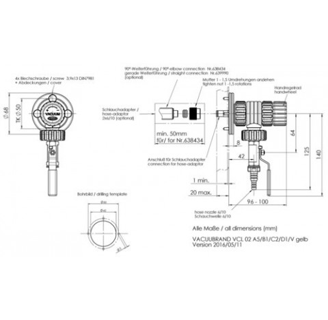 VACUU LAN  module d'arret et de regulation manuelle  VCL 02 avec piece de raccordement A5, M35 x 1,5