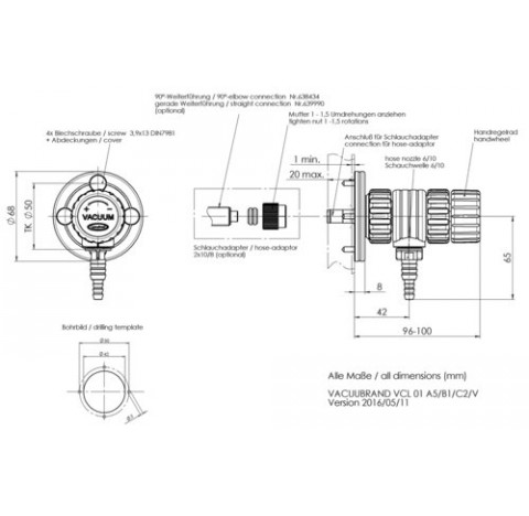 VACUU LAN VCL 01 module de regulation manuelle VCL 01 avec piece de raccordement A5, M35 x 1,5 se co