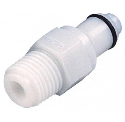 Raccord rapide avec filetage 1/4 NPT enPP longueur 38 mm avec vanne