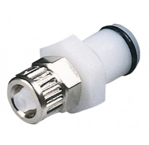 Raccord rapide pour tuyau diametre interne 6 mm diametre externe 8 mm en POM longueur 43 mm avec van