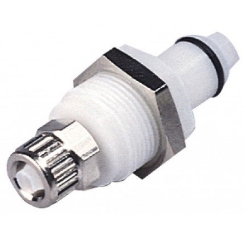 Raccord rapide pour tuyau diametre interne 6 mm diametre externe 8 mm en POM longueur 49 mm avec van