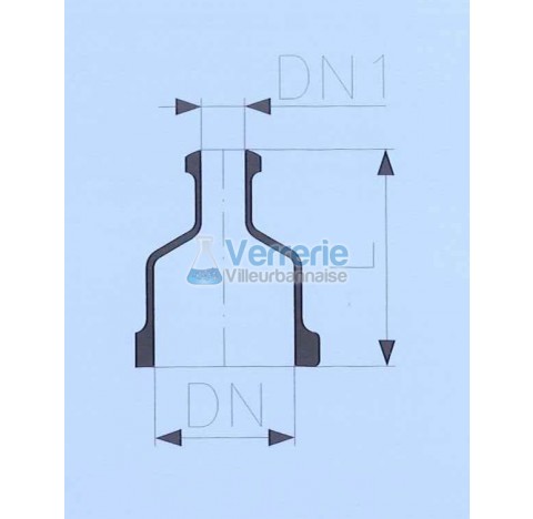 Adaptateur DN 300 PZ et DN 25 KZA longueur:275 mm en verre industriel