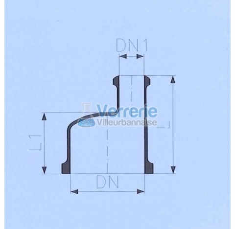 Adaptateur decentre DN 300 PZ et DN 100 KZA longueur : 250 mm , long L1: 175mm en verre industriel