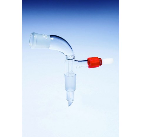 Allonge a distiller coudee a 2 rodages CN14/23-14/23 et prise de vide a vis