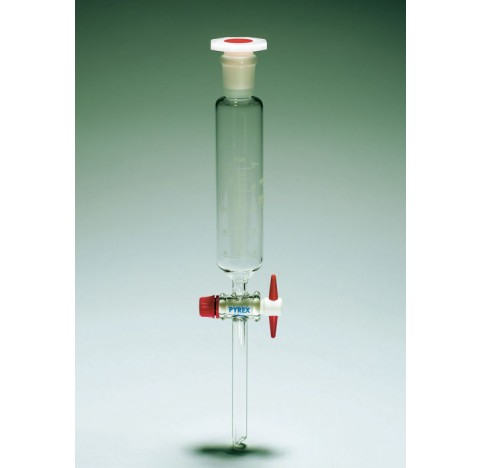 Ampoule de coulee simple 500 ml rodage 29/32 bouche robinet PTFE voie de 4 mm avec bouchon plastique
