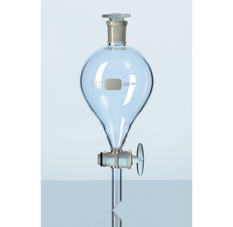 Ampoule a decanter DURAN, version lourde, forme boule, avec robinet et bouchon NS 45/40, 10000 ml