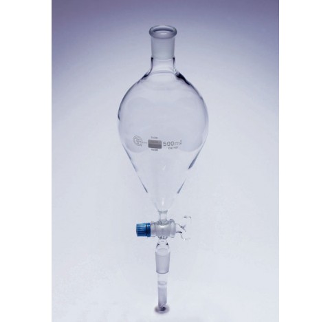 Ampoule a decanter forme poire 250 ml robinet cle verre 2,5 mm rodages femelle 24/29 male 14/23 avec