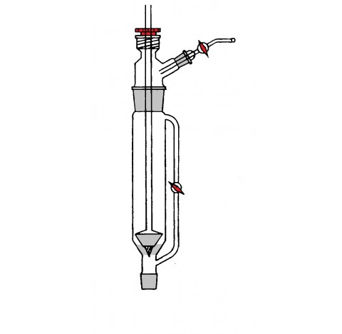 Ampoule a introduction a poudre 45/40 femelle 29/32 male , le tube interne coulisse pour ouvrir le r