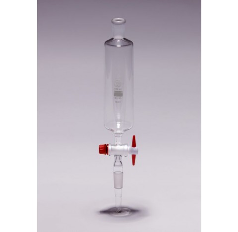 Ampoule cylindrique non graduee non bouchee 50ml cle PTFE tube d'ecoulement rode 14/23