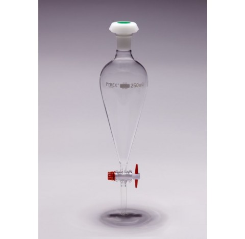 Ampoule conique bouche 50ml cle PTFE. Livree avec un bouchon verre et un bouchon PE