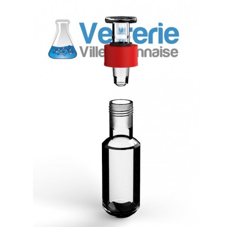 Ampoule a sceller haute pression 50ml diam 40 ep 5 fond rond avec rodage a vis bouchon en verre caps