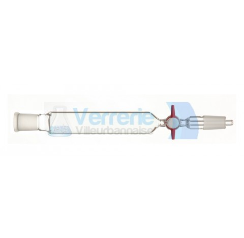 Ampoule a robinet teflon 24/29  livre avec cle teflon verre pyrex fabrique dans nos ateliers en Fran