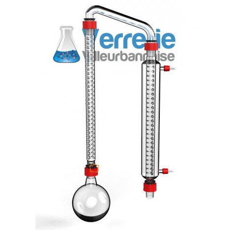 Ensemble a eau distiller 250 ml en 19/26 rodaviss compose de : un ballon 250 ml , une colonne vigreu