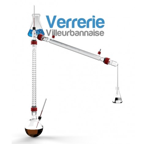 Ensemble de distillation a fraction double prise thermo comprenant Ballon bicol 1 L 29/32 rodaviss a