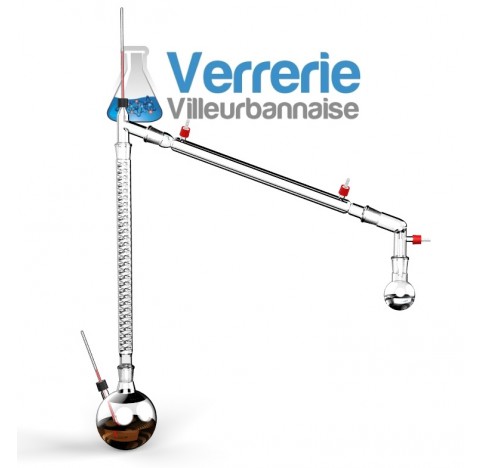 Ensemble de distillation a fraction sous vide comprenant: Ballon bicol 1L 29/32 avec prise thermo. U