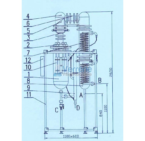 Appareil de distillation I-DPE 60 consommation deau 750-1000L/h , eau distille 55-65L/h , dimensions