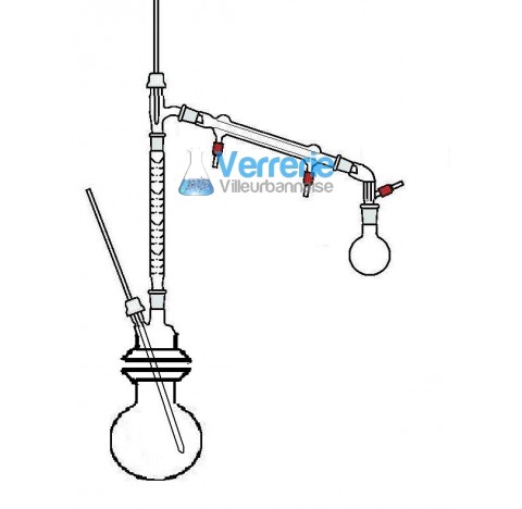 Appareil en verre a huiles essentielles pour distillation 1000ml constitue de:Un ballon 1000 ml avec
