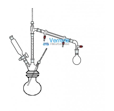 Appareil en verre a huiles essentielles pour distillation 2000ml constitue de:Un ballon 2000 ml avec