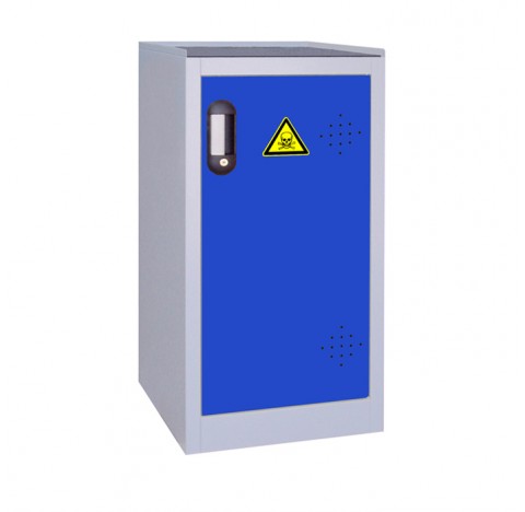 Armoire 80 litres comptoir, une porte bleue, a Etageres, armoire de surete pour produits dangereux/t