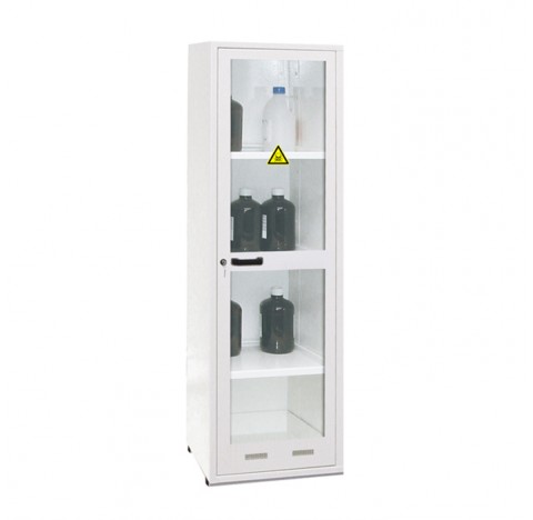 Armoire de securite sous paillasses 150 litres, une porte battante vitree, un compartiment, armoire 