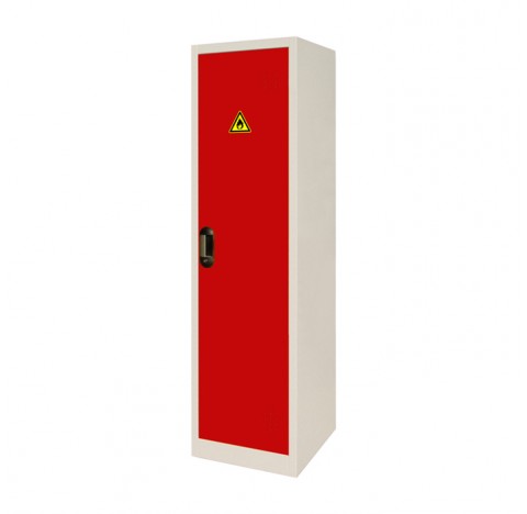 Armoire 150 litres, une porte rouge, a Etageres, armoire de surete pour produits dangereux/toxiques,