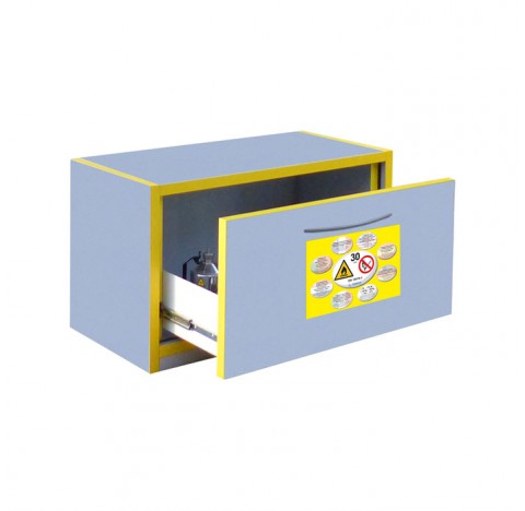 Armoire 60 litres de sous paillasse, ouverture par un tiroir, un bac de retention, armoire de securi