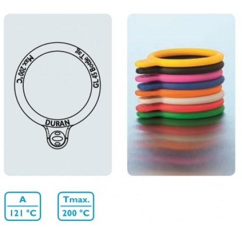 Bague pour flacon GL45 DURAN bouteilles laboratoire jaune de silicone