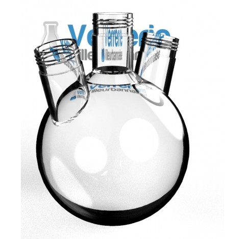 Ballon 250 ml tricol fond rond SVL22 central et 2 SVL22 inclinés diametre du corps : 85 mm