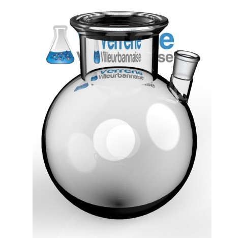 Ballon 6 litres bicol DN100 avec rainure et rodage 29/32 femelle incliné