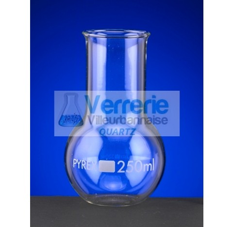 Ballon fond plat col large capacite : 50 ml haute temperature verre silice incineration dessication 