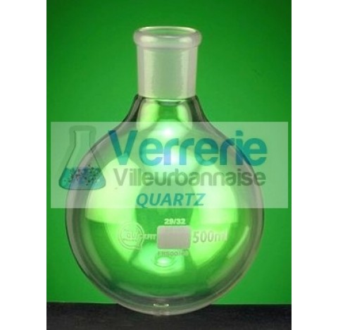 Ballon fond plat quartz capacite : 500ml rodage : 29 / 32 haute temperature verre silice incineratio