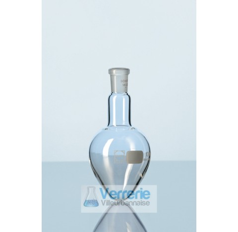 Ballon piriforme, NS 14/23,100 ml diametre 62 mm hauteur totale 125 mm  . Duran Schott