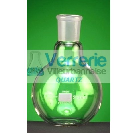 Ballon fond plat quartz capacite : 50ml rodage : 29 / 32 haute temperature verre silice incineration
